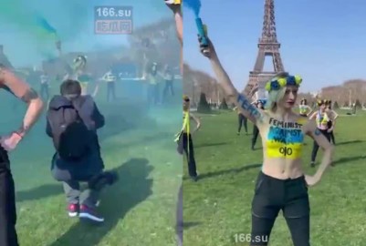 巴黎鐵塔下的那些俄烏戰爭抗議者 - 黑料不打烊